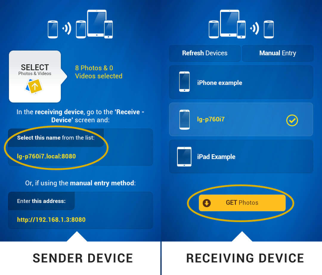 Photo transfer App can send pictures from android to iphone