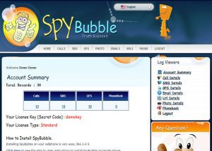 SpyBubble cell phone app