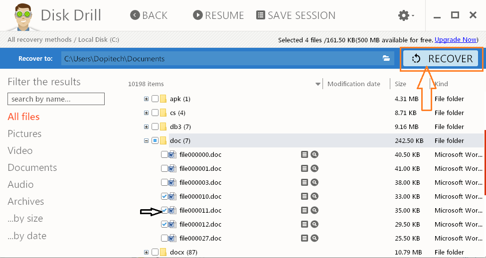 recover deleted files
