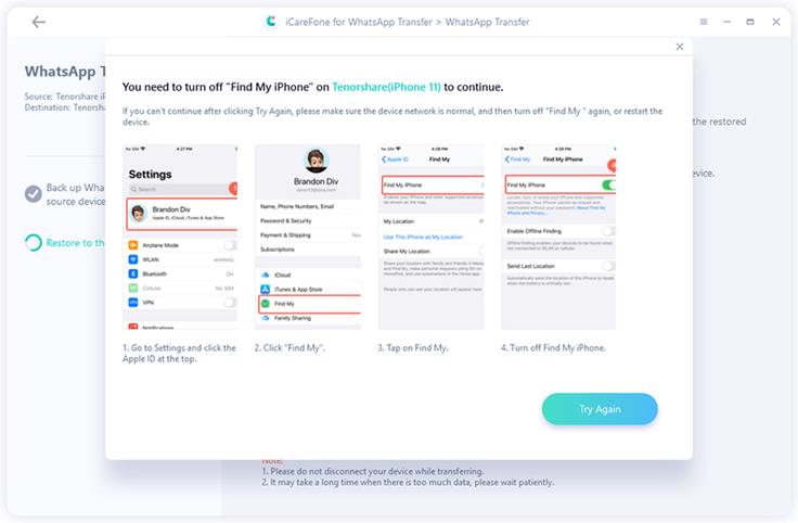 Restore WhatsApp data to your iPhone