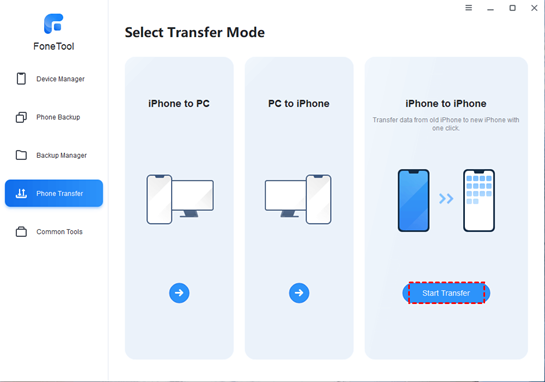 click on Start Transfer
