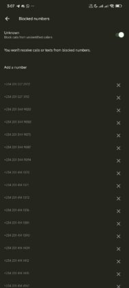 View blocked numbers