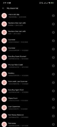 Find blocked numbers Android