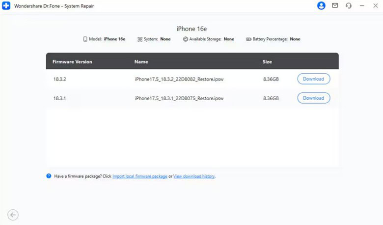 choose the iOS version