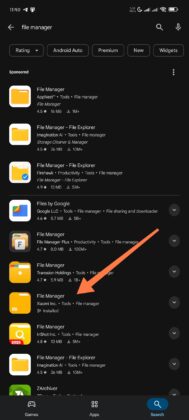 Xiaomi file manager app screenshot on mobile device, showing installed apps, highlighting Xiaomi Inc.'s file manager.