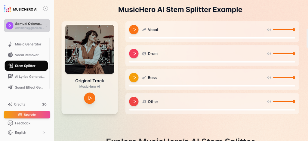 Music Hero Stem Splitter