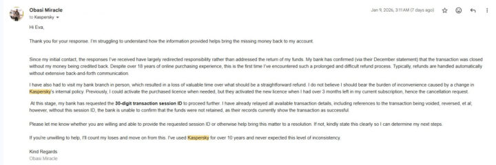 Kaspersky poor support