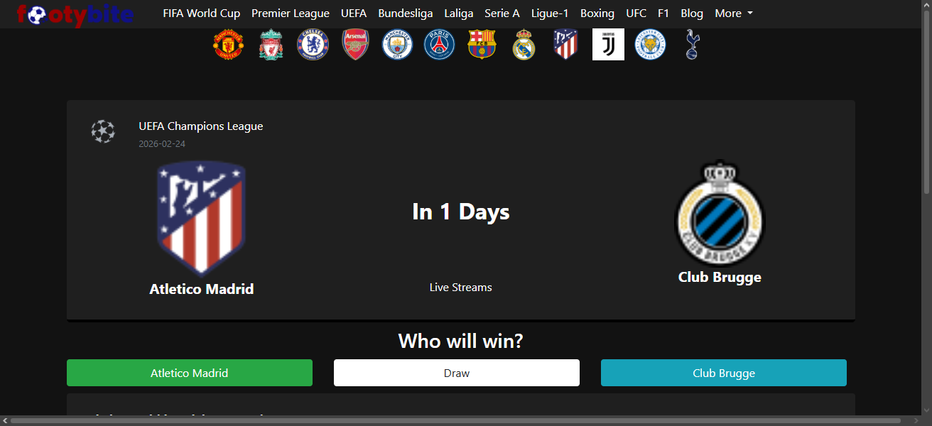 FootyBite Next Day matches