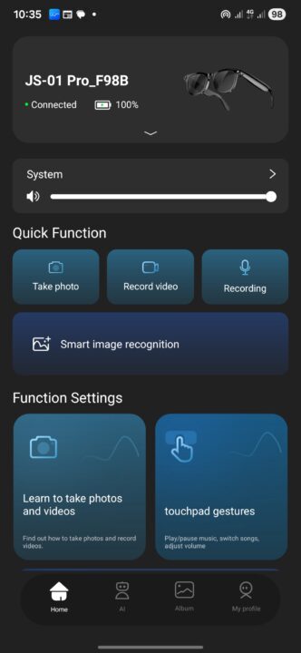 JS-01 Pro Smart glass Performance