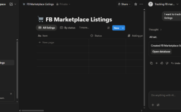Notion AI Agent for FB Marketplace