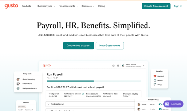 Gusto Payroll Management Software