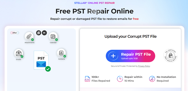 Stellar Online Free PST Repair Service
