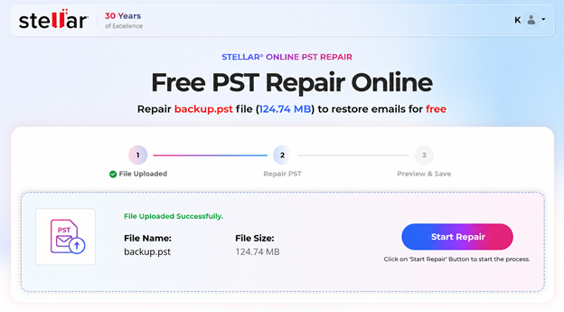 Upload your damaged PST file