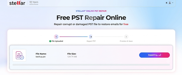 allow the Stellar Online PST Repair Service to recover the corrupted data