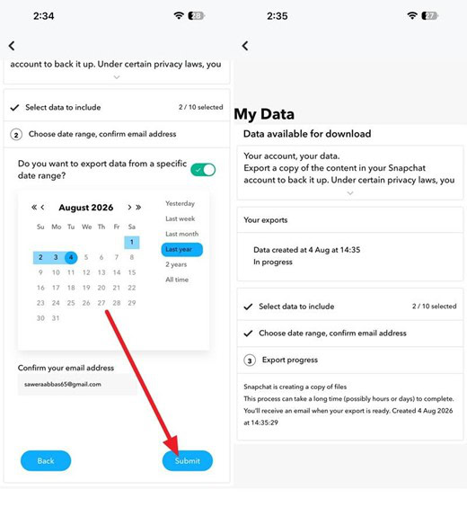Pick the date range