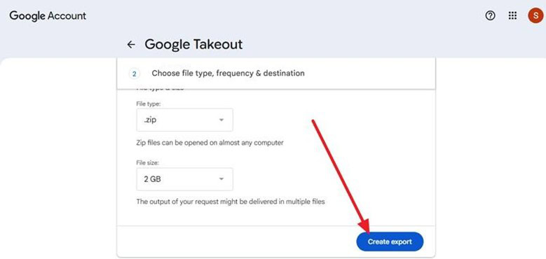 Click on Create Export.