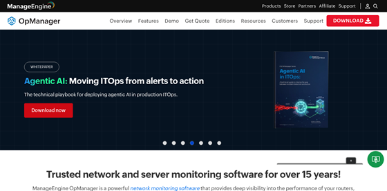 ManageEngine OpManager website