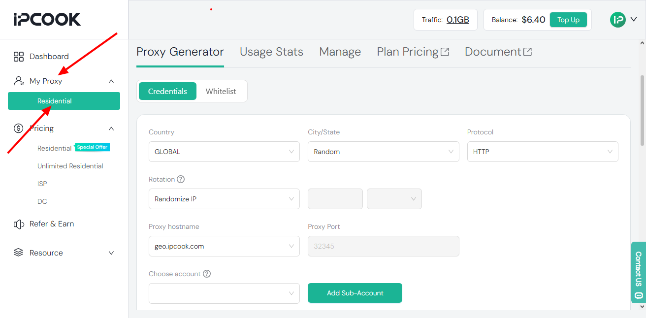 Configure proxy