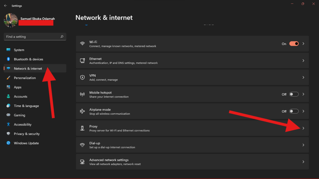 Set up proxy on Windows PC