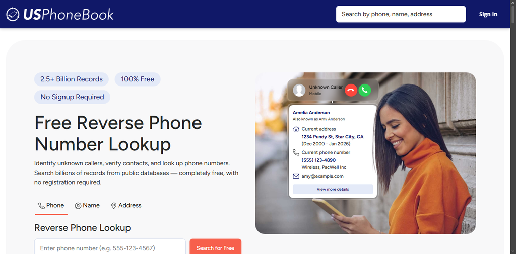 USPhoneBook Homepage