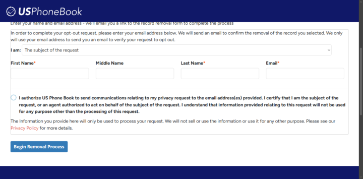 USPhoneBook Manual Removal Process